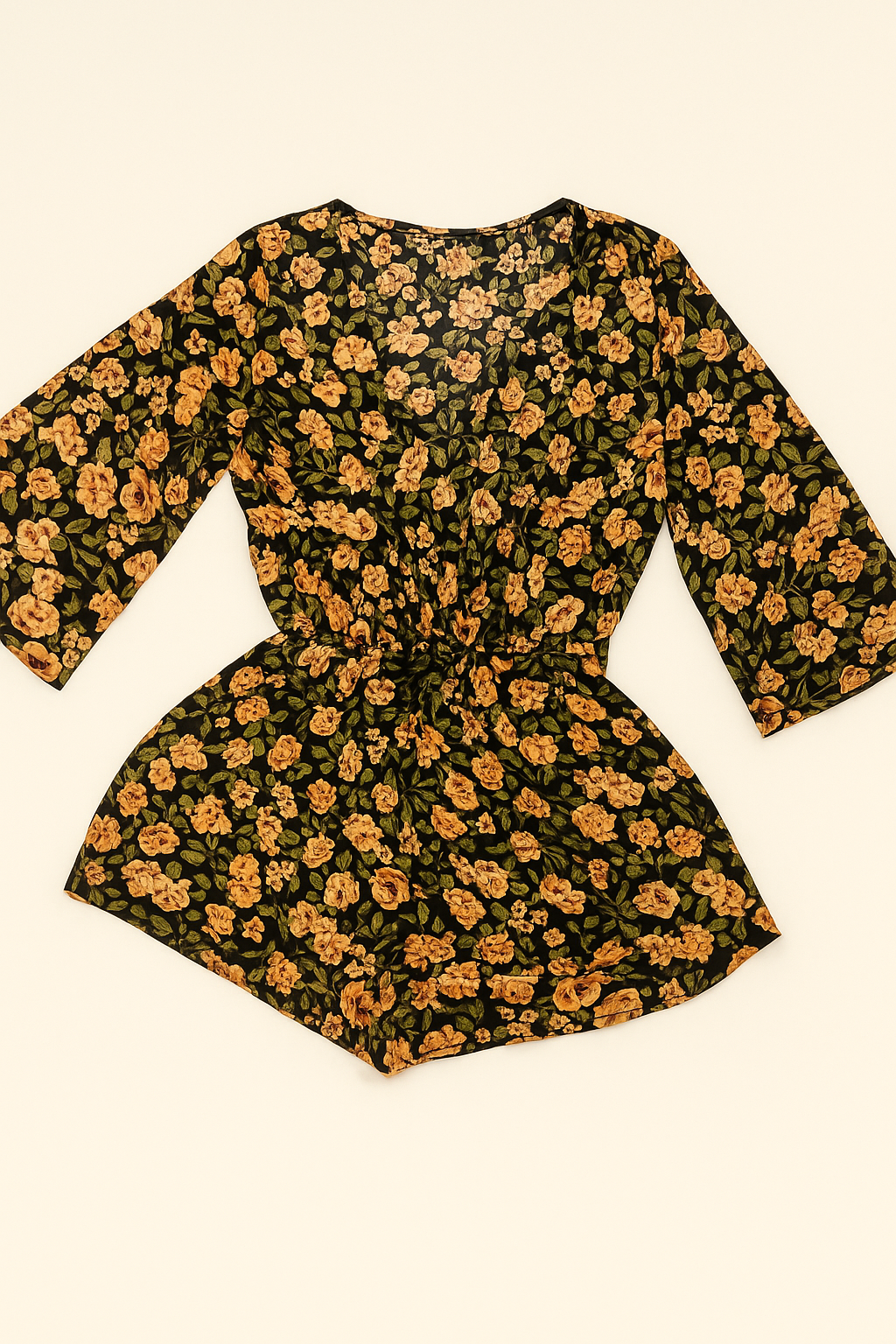 Enterizo floral negro con tonos mostaza - Size M