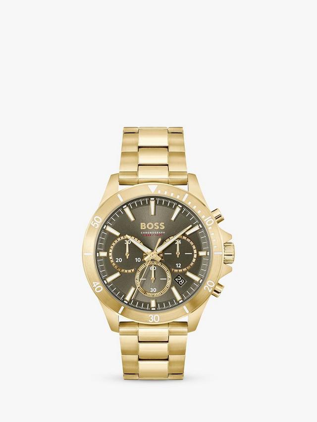 BOSS Men's Troper Chronograph Bracelet Strap Watch, Gold/ Olive Green 1514059_0