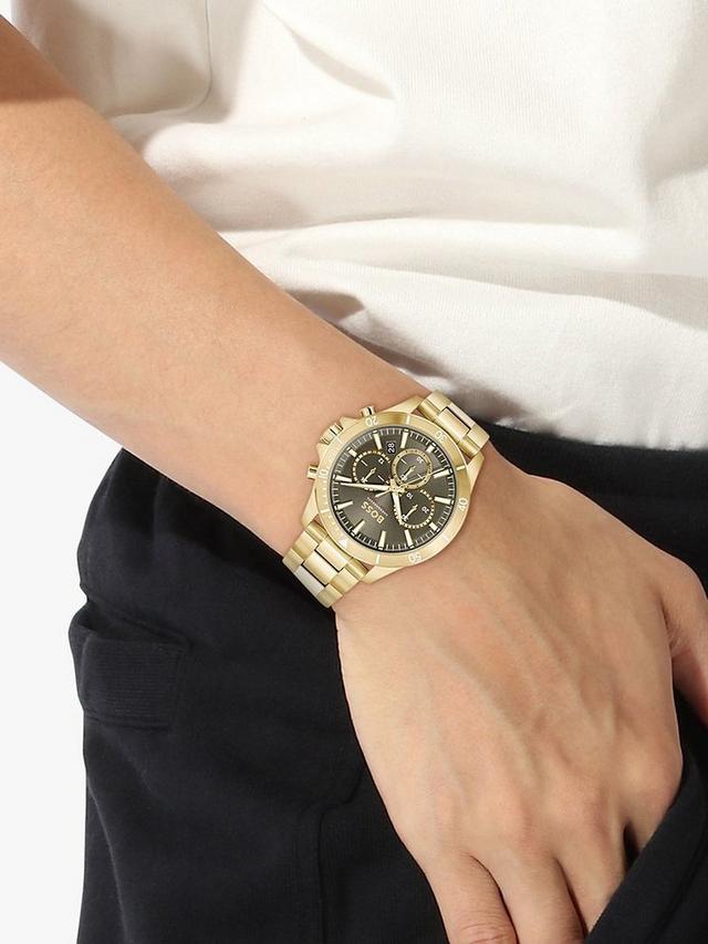BOSS Men's Troper Chronograph Bracelet Strap Watch, Gold/ Olive Green 1514059_3