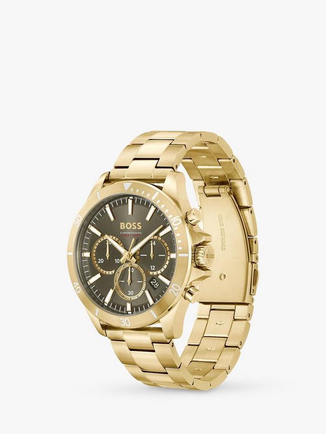 BOSS Men's Troper Chronograph Bracelet Strap Watch, Gold/ Olive Green 1514059_1