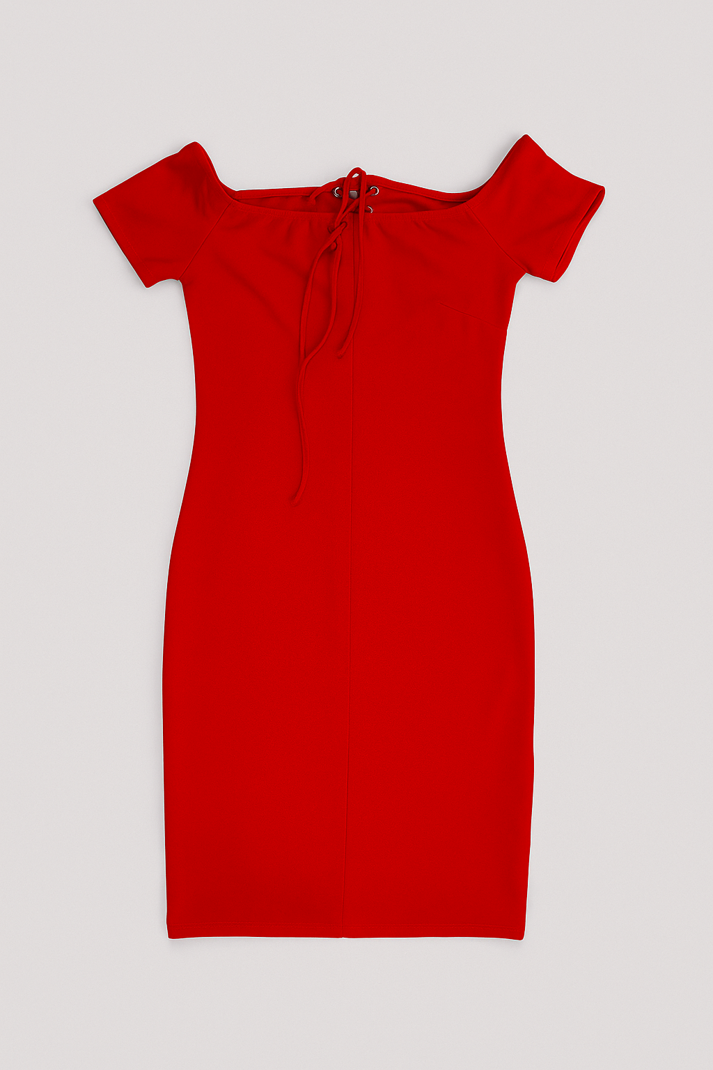 Vestido rojo ajustado con escote bardot - Size M