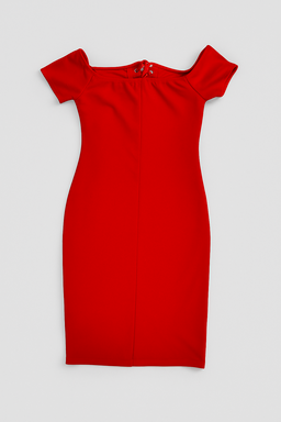 Vestido rojo ajustado con escote bardot - Size M