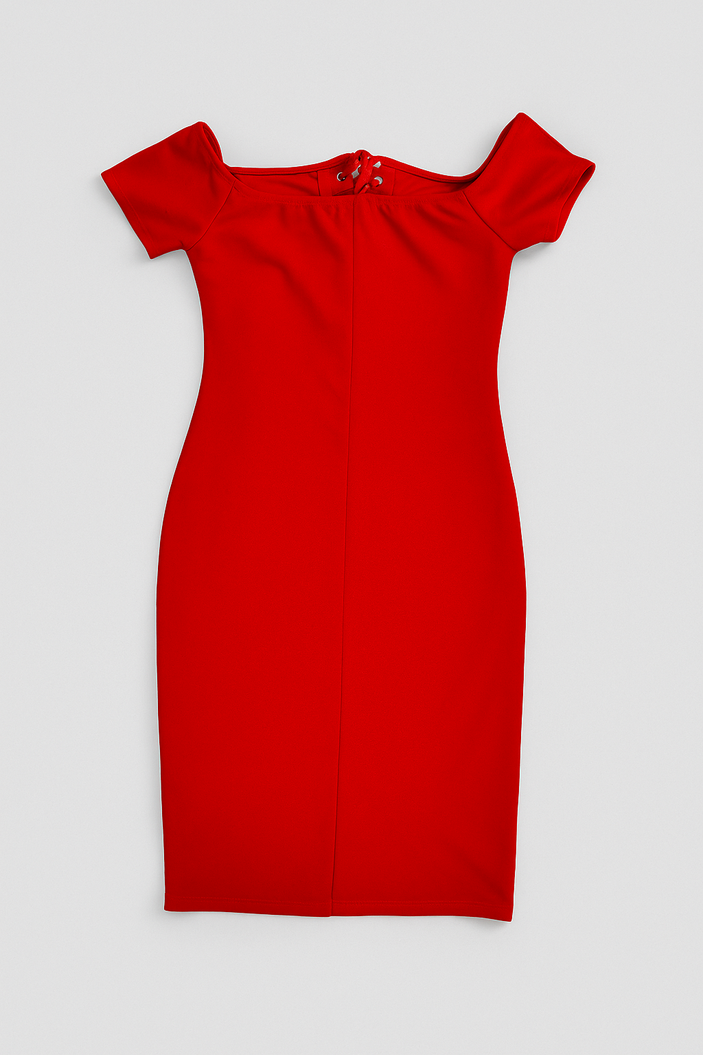 Vestido rojo ajustado con escote bardot - Size M_1