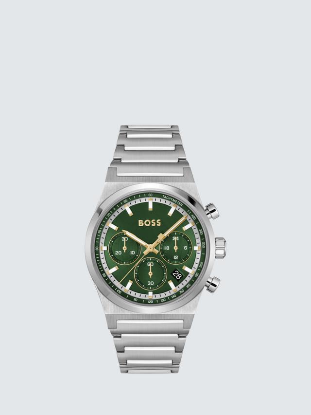 BOSS 1514220 Men's Candor Chronograph Bracelet Strap Watch, Green_0