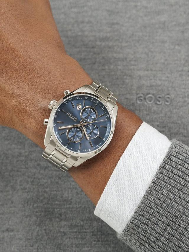 BOSS 1514226 Men's Grand Prix 44 Chronograph Bracelet Strap Watch, Blue_3