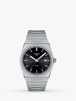 Men's PRX Date Bracelet Strap Watch, Silver/Black T1374101105100