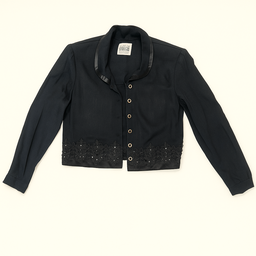 Chaqueta negra con detalles bordados y apliques - Size 8
