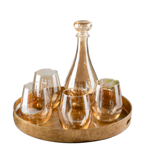 Golden Stemless Wine Glasses - 630ml 