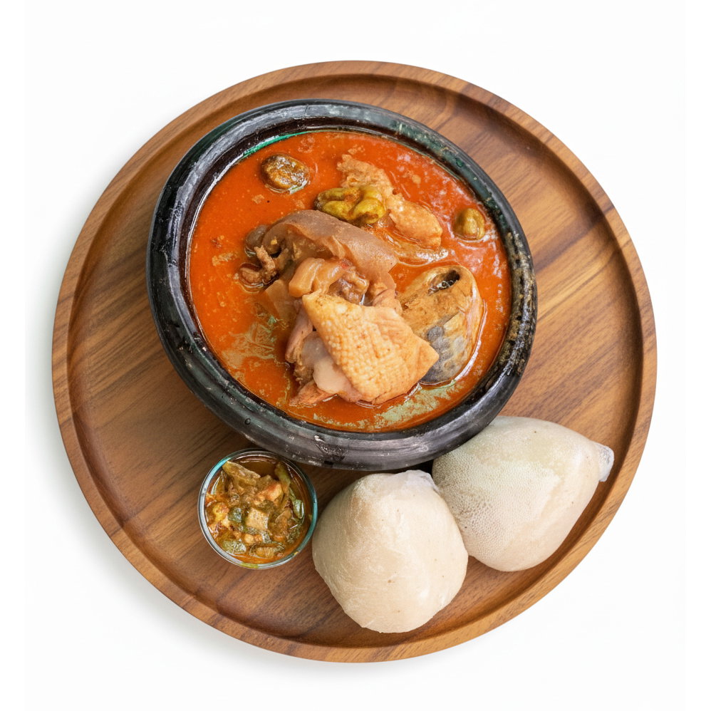 Banku and groundnut soup with beef