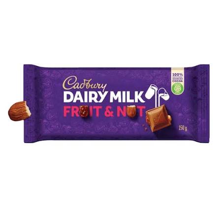 Cadbury dairy milk fruit & nut 150g