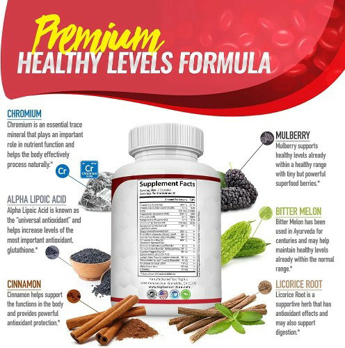 Blood Sugar Complex Supplement - Supports Healthy Blood Sugar Levels Already Within Normal Range All Natural with Cinnamon, Bitter Melon, Chromium, Mulberry, Alpha Lipoic Acid, Non-GMO, 60 Capsules_1