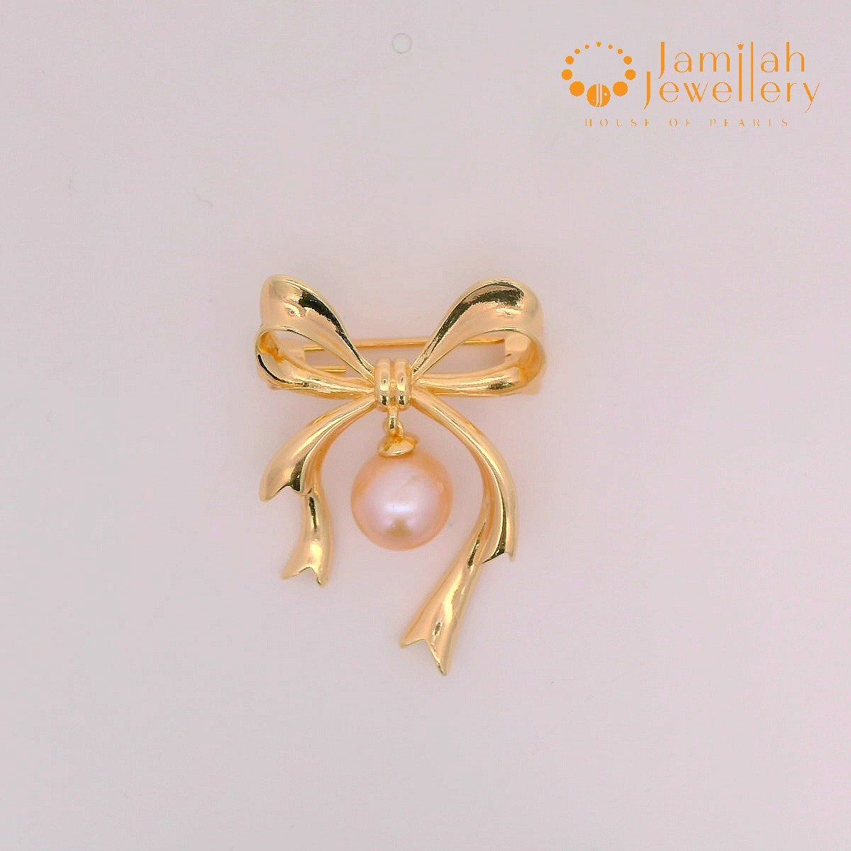 Bow Brooch 18k Gold Plated Sea Water Pearl_0