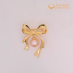 Bow Brooch 18k Gold Plated Sea Water Pearl