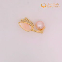 Floral Brooch 18k Gold Plated Natural Color Sea Water Pearl