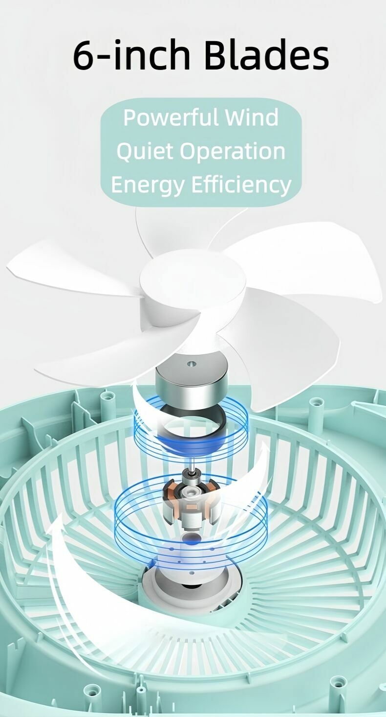 Kamisafe Rechargeable LED Multi-Functional Fan,4500mAh,3 Speed,With Night Light,Table Fan_3