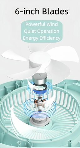 Kamisafe Rechargeable LED Multi-Functional Fan,4500mAh,3 Speed,With Night Light,Table Fan