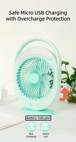 Kamisafe Rechargeable LED Multi-Functional Fan,4500mAh,3 Speed,With Night Light,Table Fan