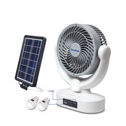 Duravolt 7 Inches 3 In 1 Rechargeable Table Fan + Solar Panel + LED Bulbs DRF-607B