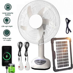 3 In 1 Rechargeable Fan With Solar Panel&2-Bulbs