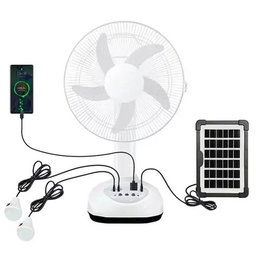 3 In 1 Rechargeable Fan With Solar Panel&2-Bulbs