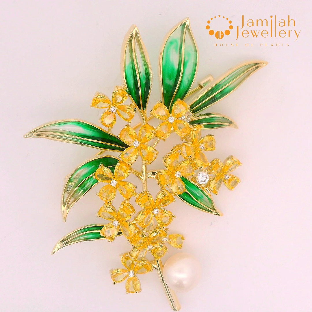 Brooch 18k Gold Plated Fresh Water Pearl