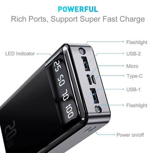 VIC New 20000mAh Power Banks, 74Wh Portable Fast Charge, Ultra-Slim Battery Pack( Type-C Input )_1