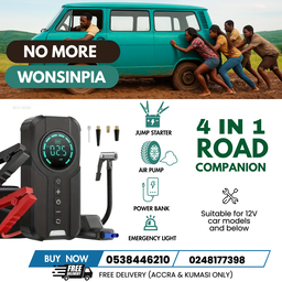 (12V) CAR JUMP STARTER, AIR PUMP & POWER BANK [4 IN 1]