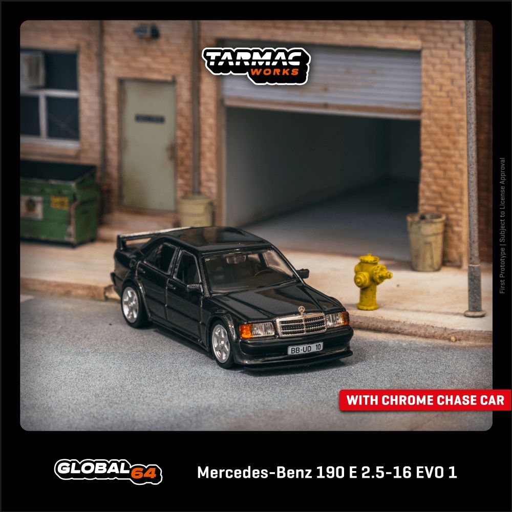 TARMAC WORKS MODEL 1/64 MERCEDES-BENZ 190E 2.5-16 EVO 1 - BLUE BLACK METALLIC
