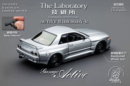 THE LABORATORY MODEL 1/64 SKYLINE R32 WIDEBODY GARAGE ACTIVE - TITANIUM SILVER