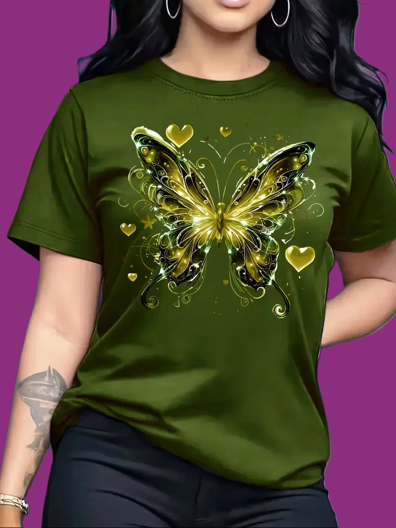 Camiseta Borboleta Cor Army Green