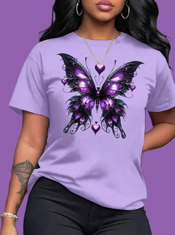 Camiseta Borboleta Roxo Claro