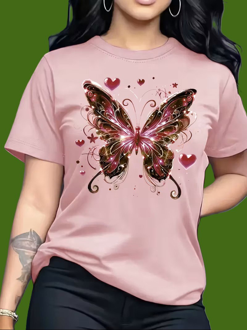 Camiseta Borboleta Pink ( Cor-De-Rosa)