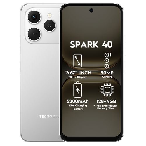 Tecno Spark 40 6.67" 4GB RAM/128GB ROM Android 15 - Titanium grey