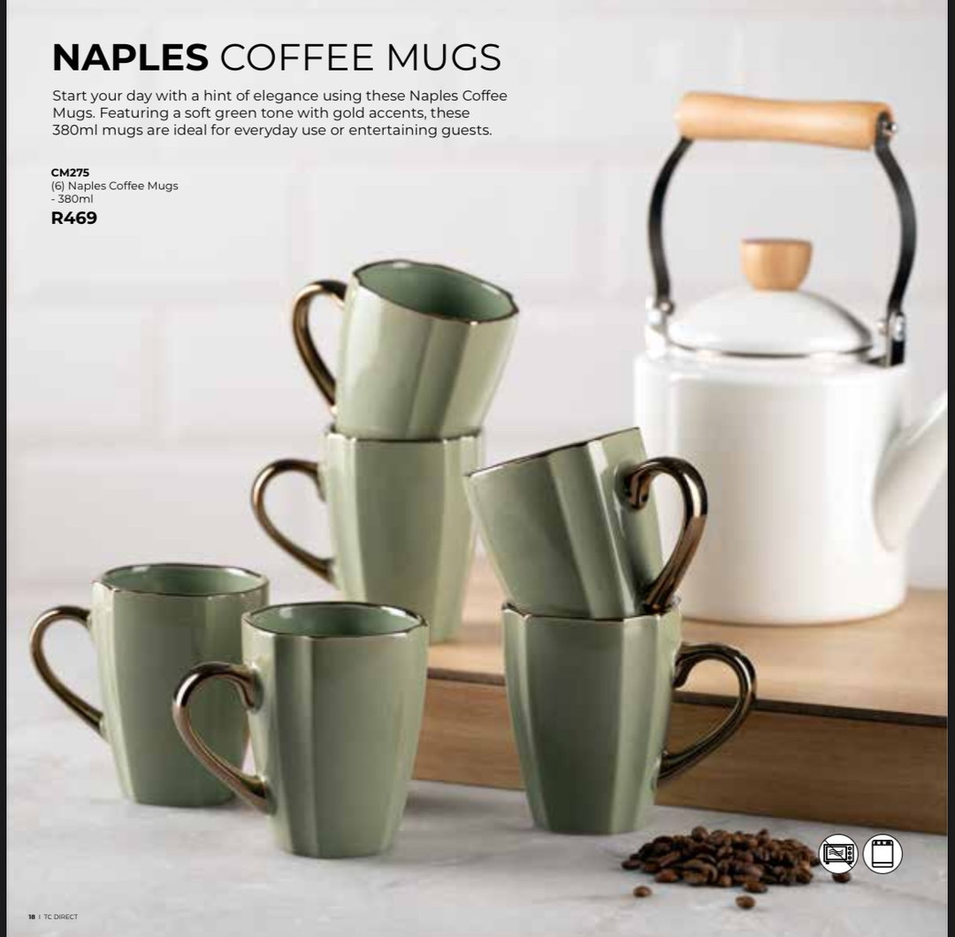 Naples Coffee Mugs 380ml x 6