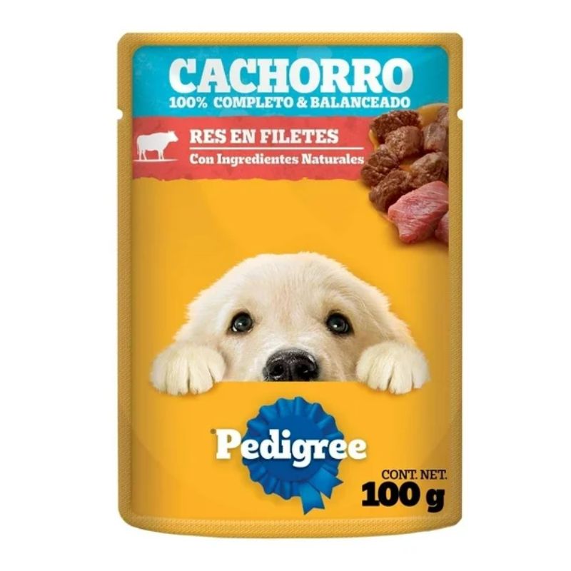 Alimento para perros cachorros Pedigree en Filetes Res 100g