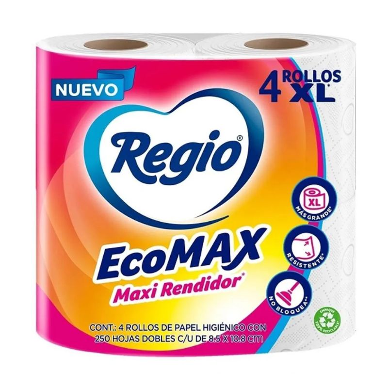 Papel higiénico Regio EcoMax con 4 rollos