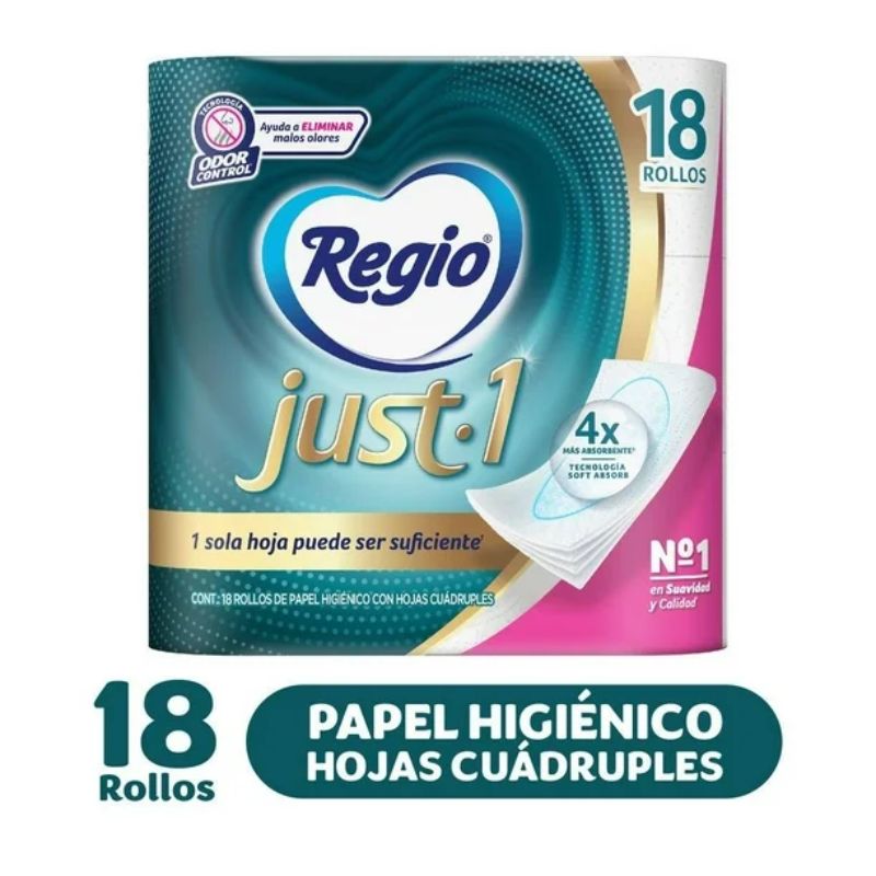 Papel higiénico Regio just-1 con 18 rollos