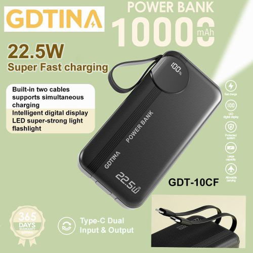 GDTINA 10000mAh 22.5W Super Fast Charging Pøwer Bank-black_1