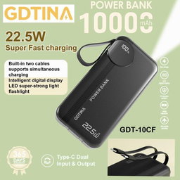 GDTINA 10000mAh 22.5W Super Fast Charging Pøwer Bank-black