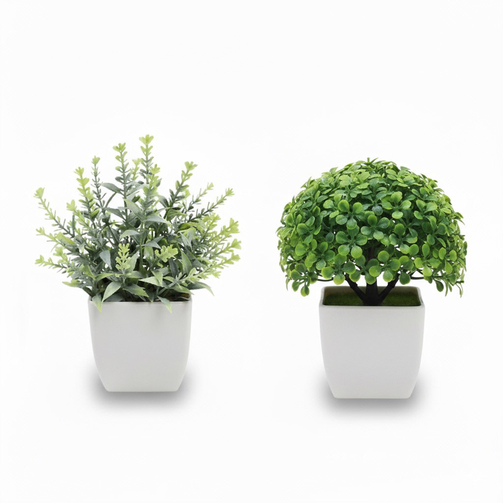 2 Packs Artificial Potted Flowers,Greenery Plants_0