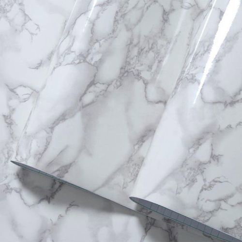 Marble Wall Paper Home Room Decal Decoration-White