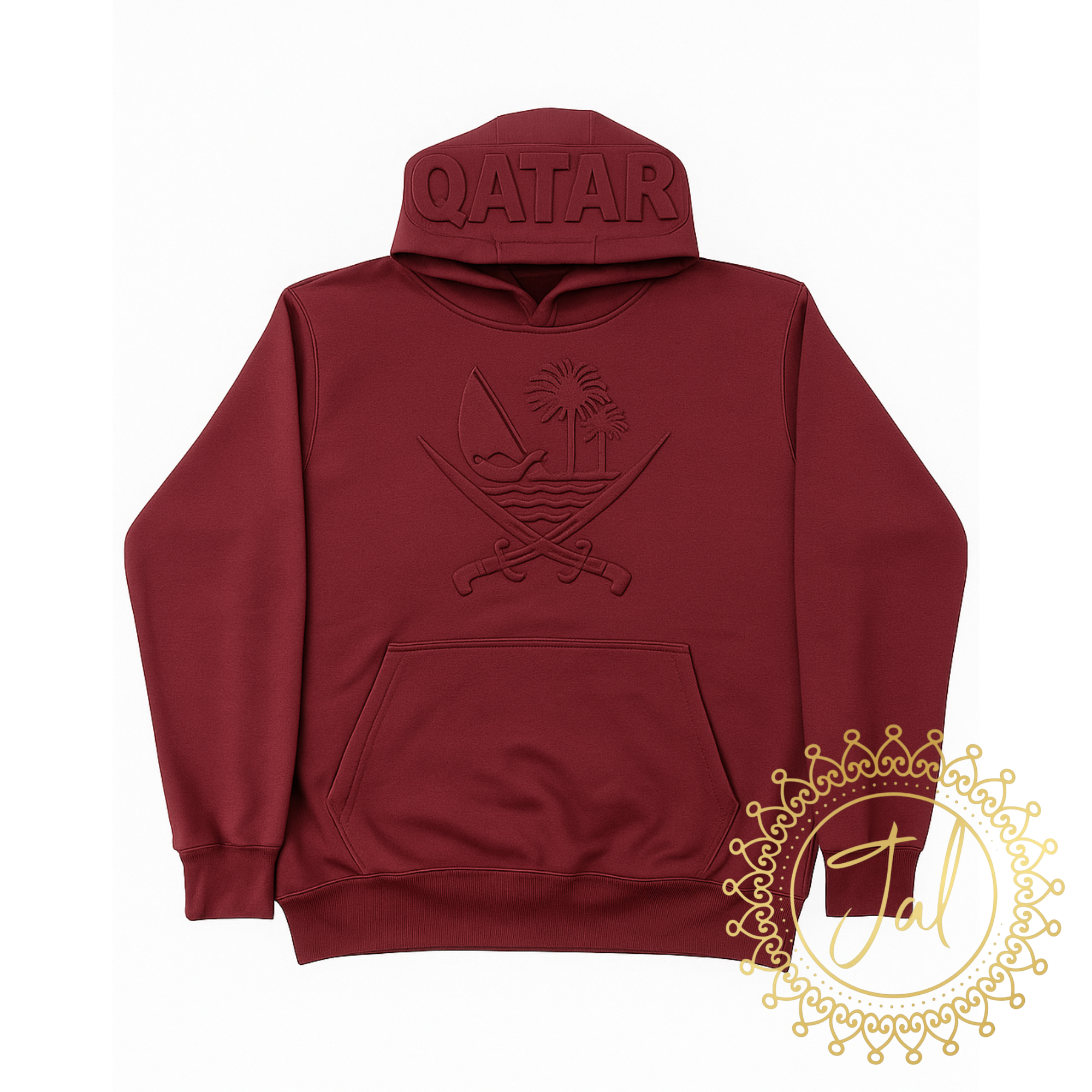 Maroon Qatar Emblem Hoodie _2