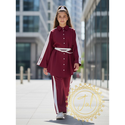 Maroon Belted Cape Set