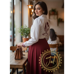 White Top Maroon Skirt Dress