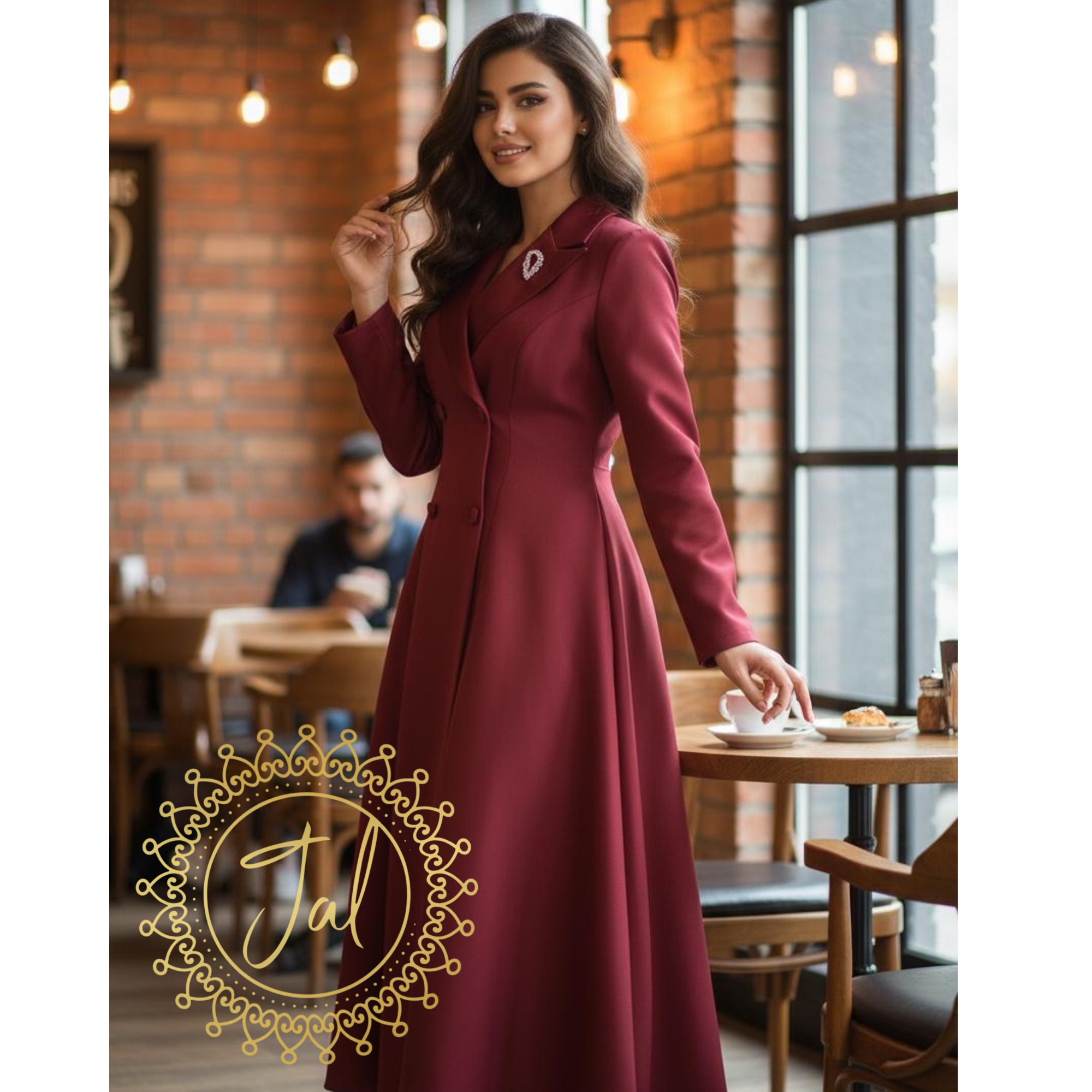 Maroon Long Trench Coat abaya_1