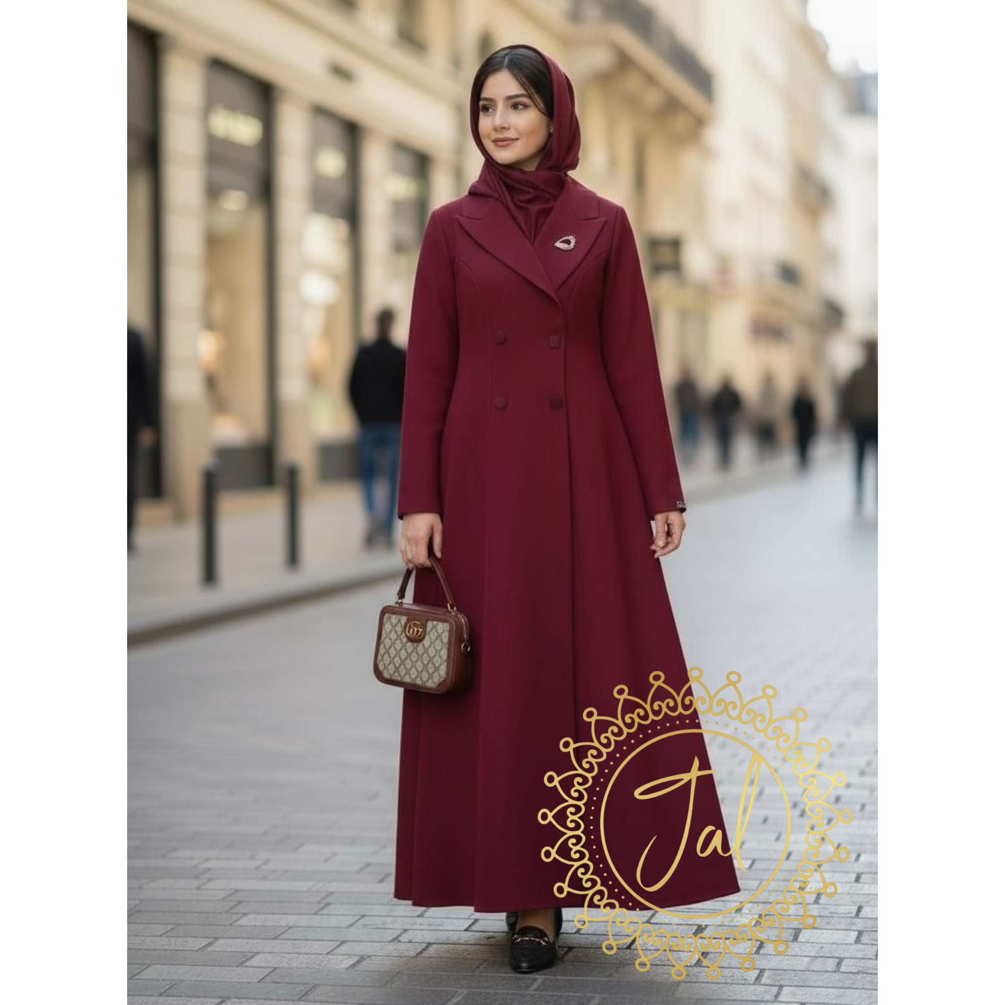 Maroon Long Trench Coat abaya_2