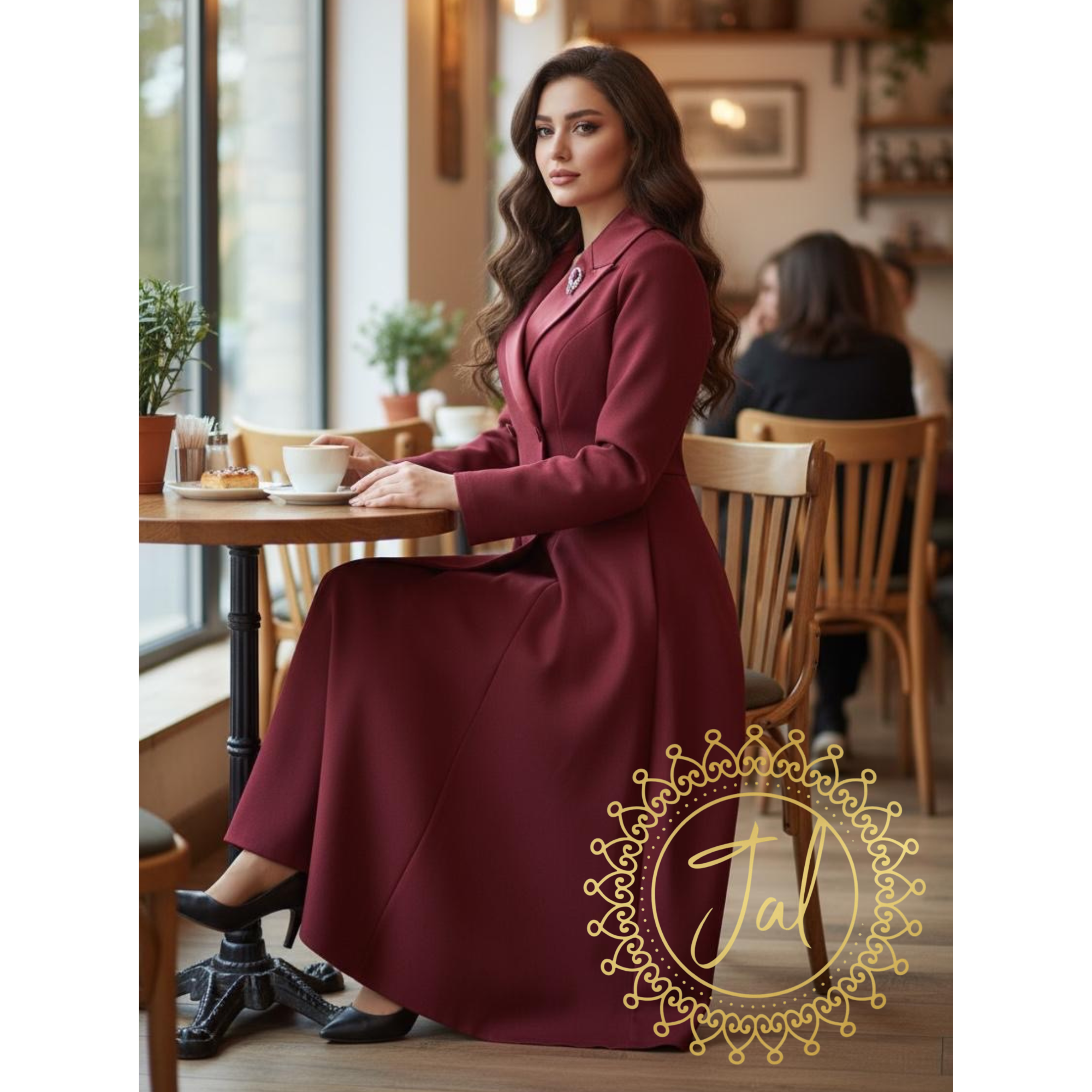 Maroon Long Trench Coat abaya_3