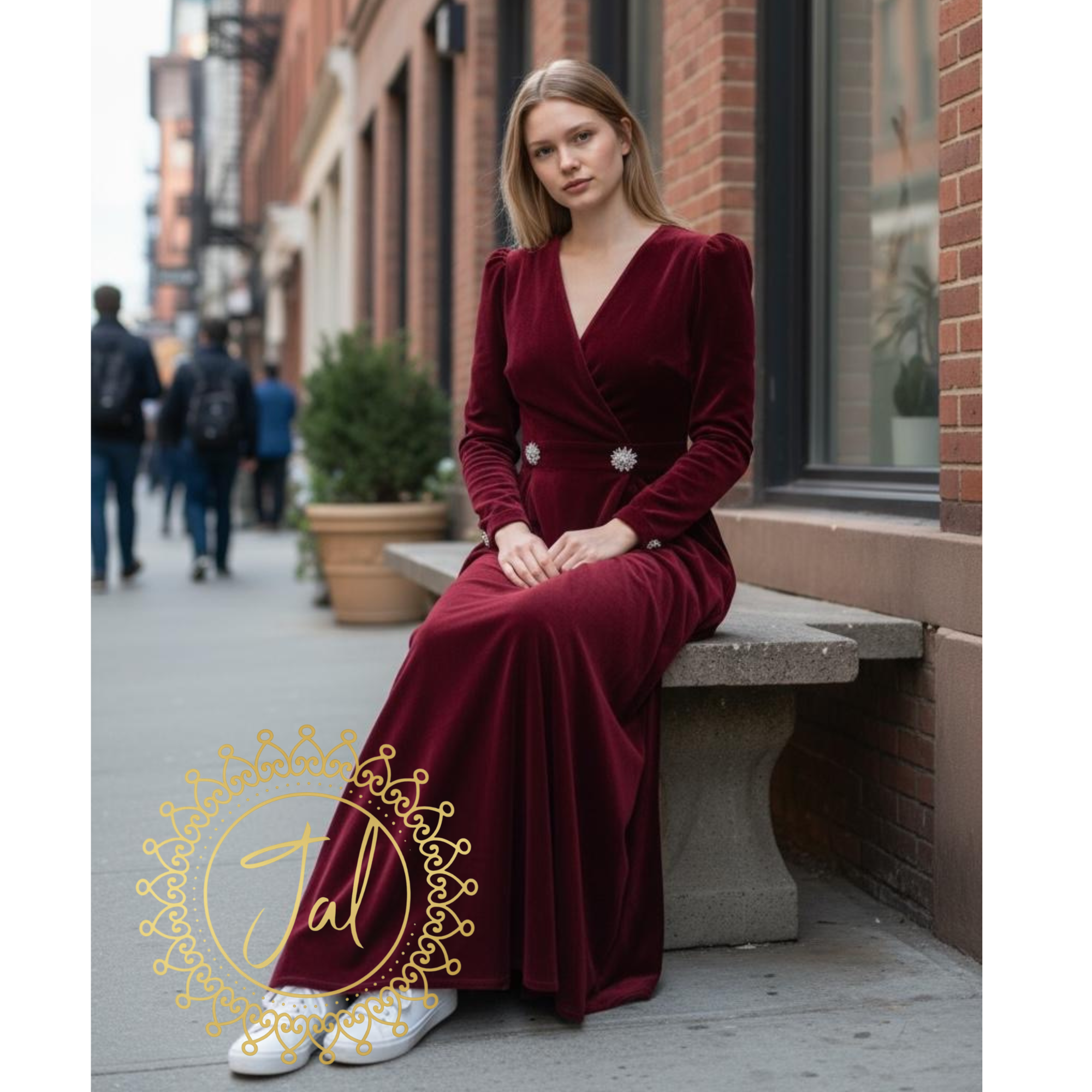 Maroon Velvet Embellished abaya_1
