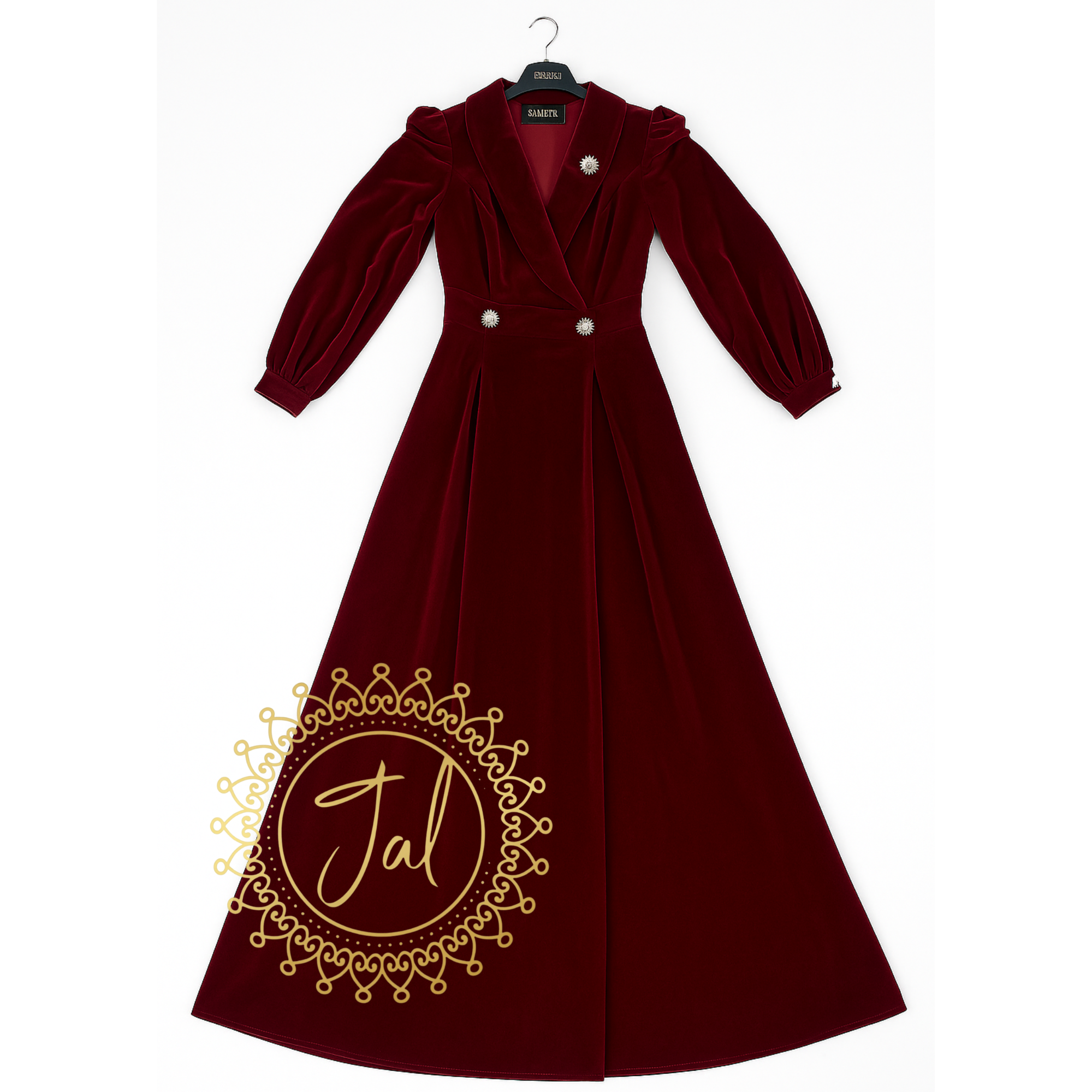 Maroon Velvet Embellished abaya_3
