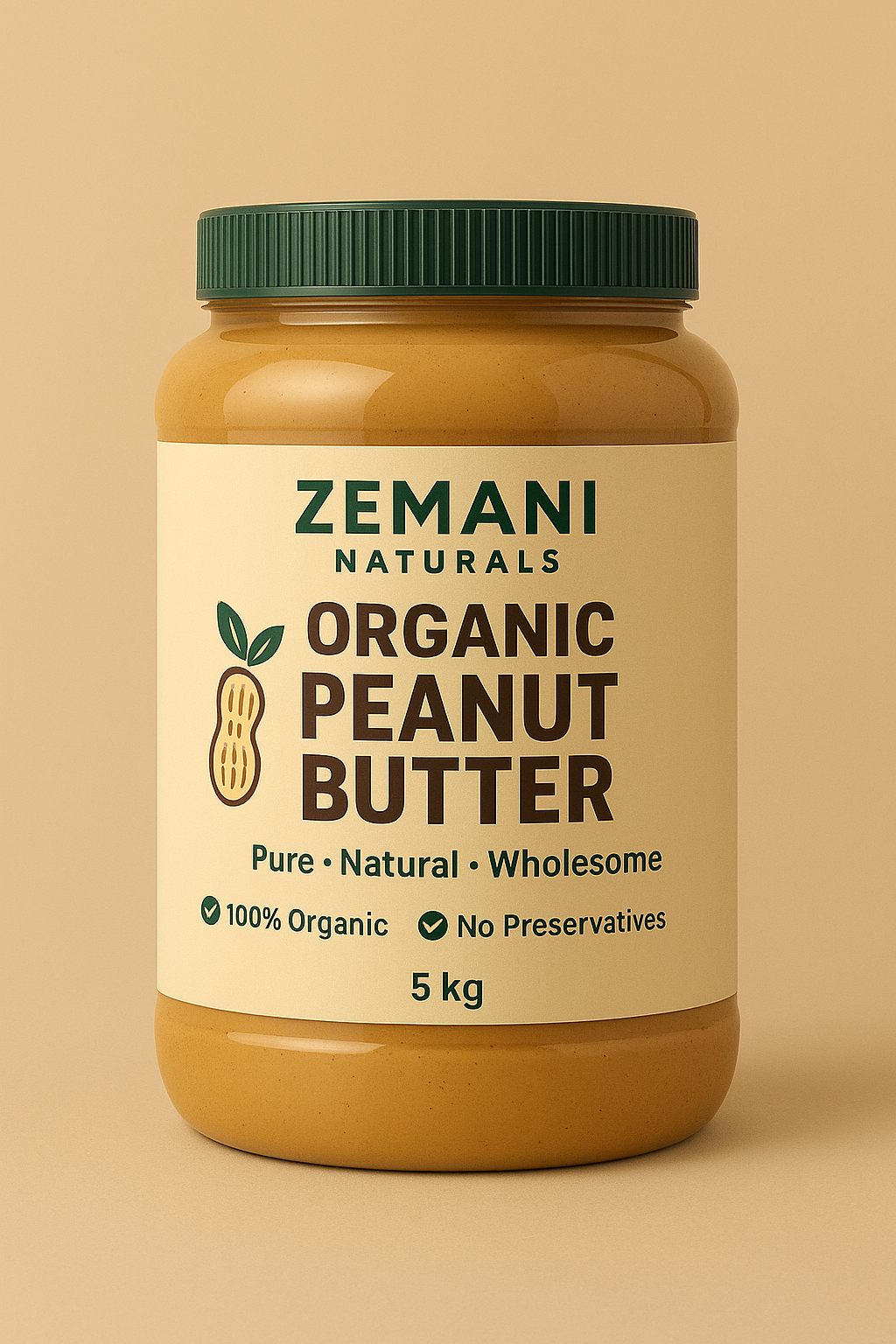 Zemani Naturals Organic Peanut Butter – 5kg Jar